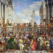 Dettaglio panoramico delle Nozze di Cana di Paolo Veronese, metafora visiva della gestione di una complessa filiera di subappalti e prestazioni
